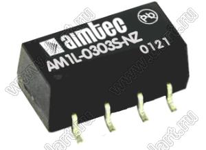 AM1L-0303S-NZ модульный источник питания постоянного тока (DC/DC); Uвх=3,0...3,6В; Uвых=3,3В; Iвых=304мА; Uпр=1000; 1Вт