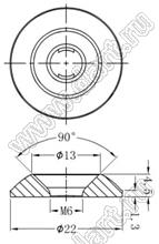 S8FW-22-M6-4.5V-BK прокладка под потайную головку винта М6; D=22,0мм; d=5,2мм; T=4,5мм; M6; нейлон-66 (UL); черный