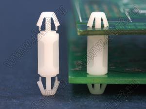 LCC-3 фиксатор платы с двумя защелками; A=3,5мм; dп=4,0мм; s=1,2...1,7мм; d отв.=4,0мм; t=1,2...1,7мм; нейлон-66 (UL); натуральный