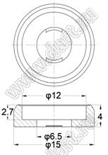 S8FW-15-6.5-4V-W шайба с выступом; D=15,0мм; d=6,5мм; T=4,0мм; нейлон-66; белый
