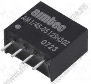 AM1/4S-0512SH30Z модульный источник питания постоянного тока (DC/DC); Uвх=4,5...5,5В; Uвых=12В; Iвых=20,8мА; Uпр=3000; 0,25Вт
