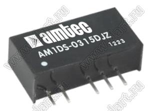 AM1DS-0315DJZ модульный источник питания постоянного тока (DC/DC), двухполярный; Uвх=3,3 (2,97...3,63)В; Uвых=±15В; Iвых=±34мА; Uпр=1500; 1,0Вт