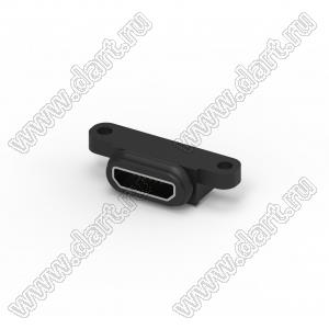 207G-BD01 розетка Micro USB 2.0, тип B, водонепроницаемая, прямоугольная, SMD, с ножками; золочение 10мкм