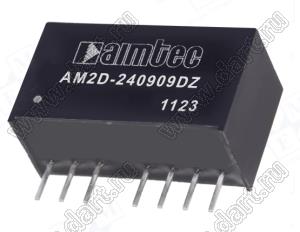 AM2D-240909DZ модульный источник питания постоянного тока (DC/DC); Uвх=21,6...26,4В; Uвых=9/9В; Iвых=111/111мА; Uпр=1000; 2,0Вт