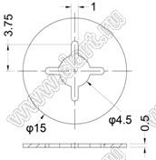 S1FW-15-4.5-0.5 прокладка под головку винта; D=15,0мм; d=4,5мм; H=0,5мм; нейлон-66 (UL); натуральный