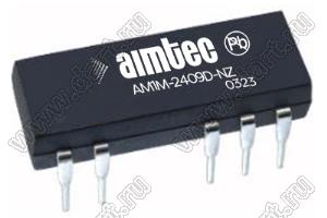 AM1M-2409D-NZ модульный источник питания постоянного тока (DC/DC); Uвх=21,6...26,4В; Uвых=±9В; Iвых=±56мА; Uпр=1500; 1Вт
