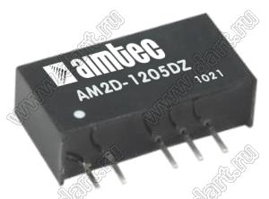 AM2D-1205DZ модульный источник питания постоянного тока (DC/DC), двухполярный; Uвх=10,8...13,2В; Uвых=±5В; Iвых=±200мА; Uпр=1000; 2,0Вт