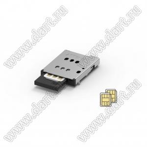 115U-B100 разъем для двух Nano SIM-карт, Tray-Push Push