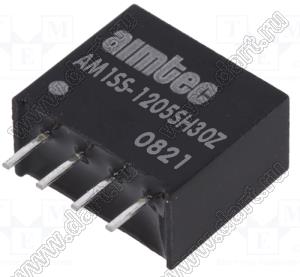 AM1SS-1205SH30Z модульный источник питания постоянного тока (DC/DC); Uвх=10,8...13,2В; Uвых=5В; Iвых=200мА; Uпр=3000; 1,0Вт