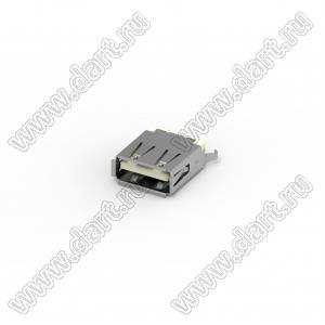 205C-DAN0-R02 розетка USB 2.0, тип A, вертикальный, DIP, GF