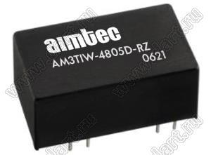 AM3TIW-4805D-RZ модульный источник питания постоянного тока (DC/DC); Uвх=18...75В; Uвых=±5В; Iвых=±300мА; Uпр=1500; 3Вт
