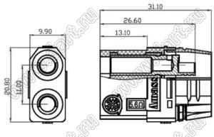 XT90S-F розетка на провод; 2-конт.