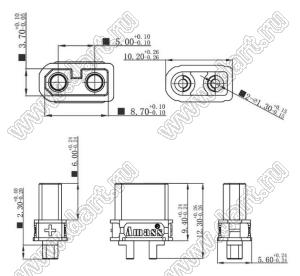 XT30UD-F розетка на провод; 2-конт.