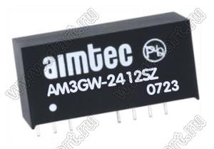 AM3GW-2412SZ модульный источник питания постоянного тока (DC/DC); Uвх=9...36В; Uвых=12В; Iвых=250мА; 3,0Вт