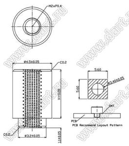 119A-NUT-40-R02 фиксирующая гайка для разъема mini PCI Express; H=1,6мм