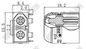 XT60PW-M вилка на плату горизонтальная; 2-конт.