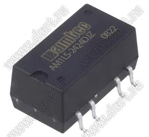 AM1LS-2424DJZ модульный источник питания постоянного тока (DC/DC); Uвх=24 (21,6...26,4)В; Uвых=±24В; Iвых=±21мА; Uпр=1500; 1Вт