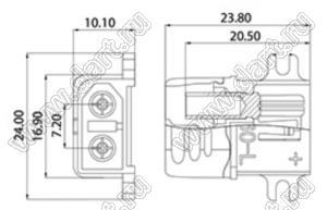 XT60L-M вилка на провод с кожухом и монтажными ушами; 2-конт.