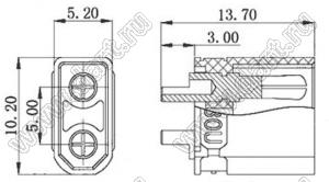 XT30U-M вилка на провод; 2-конт.