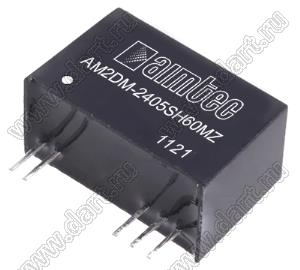 AM2DM-2405SH60MZ модульный источник питания постоянного тока (DC/DC); Uвх=24 (21,6...26,4)В; Uвых=5В; Iвых=400мА; Uпр=6000; 2,0Вт