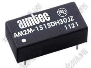 AM2M-1515DH30JZ модульный источник питания постоянного тока (DC/DC); Uвх=15 (13,5...16,5)В; Uвых=±15В; Iвых=±67мА; Uпр=3000; 2Вт
