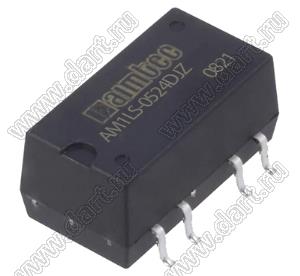 AM1LS-0524DJZ модульный источник питания постоянного тока (DC/DC); Uвх=5 (4,5...5,5)В; Uвых=±24В; Iвых=±21мА; Uпр=1500; 1Вт