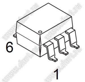 MOC3061SM (SMD-6W) симисторная оптопара; VDRM (Min)=600В (макс.); VTM (Max)=3В (макс.); IH=500А; IDRM (Max)=500А; Vrms=4170В (мин.)