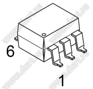 MOC3162SM (SMD-6W) симисторная оптопара; VDRM (Min)=600В (макс.); VTM (Max)=3В (макс.); IH=500А; IDRM (Max)=100А; Vrms=4170В (мин.)