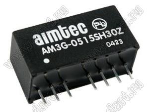AM3G-0515SH30Z модульный источник питания постоянного тока (DC/DC); Uвх=4,5...9В; Uвых=15В; Iвых=200мА; Uпр=3000; 3Вт