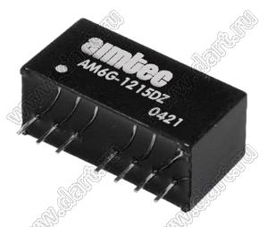 AM6G-1215DZ модульный источник питания постоянного тока (DC/DC); Uвх=9...18В; Uвых=±15В; Iвых=±200мА; Uпр=1500; 6Вт