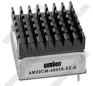 AM20CW-4803S-FZ-K модульный источник питания постоянного тока (DC/DC); Uвх=18...75В; Uвых=3,3В; Iвых=4,5А; Uпр=1500; 20Вт