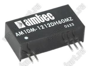AM1DM-1212DH60MZ модульный источник питания постоянного тока (DC/DC); Uвх=12 (10,8...13,2)В; Uвых=± 12В; Iвых=±42мА; Uпр=6000; 1,0Вт