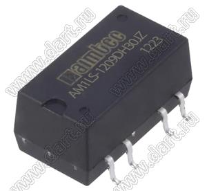 AM1LS-1209DH30JZ модульный источник питания постоянного тока (DC/DC); Uвх=12 (10,8...13,2)В; Uвых=±9В; Iвых=±56мА; Uпр=3000; 1Вт