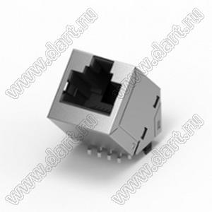 210D-11CB3 разъем высокоскоростной RJ45 Cat 6, угловой 47,5°, верхняя защелка, DIP, без EMI, без светодиода, 5u"