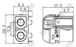 XT60PW-F розетка на плату горизонтальная; 2-конт.