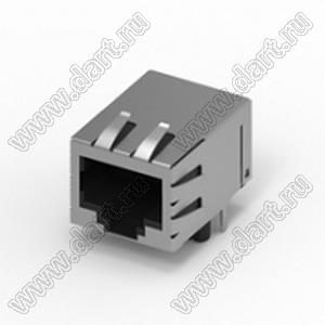 210A-11C0A-R разъем RJ45 экранированный, угловой, нижняя защелка, DIP, без светодиода, 5u"