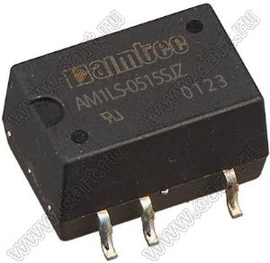 AM1LS-0515SJZ модульный источник питания постоянного тока (DC/DC), однополярный; Uвх=4,5...5,5В; Uвых=15В; Iвых=67мА; Uпр=1500; 1Вт