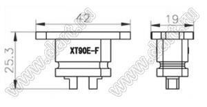 XT90E-F-BLACK розетка на провод с фланцем на панель; 2-конт.