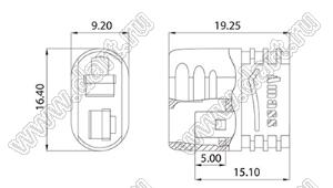 AM1015E-M вилка на провод; 2-конт.