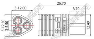 MT60-F розетка на провод; 3-конт.