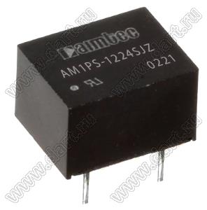 AM1PS-1224SJZ модульный источник питания постоянного тока (DC/DC); Uвх=12 (10,8...13,2)В; Uвых=24В; Iвых=42мА; Uпр=1500; 1Вт