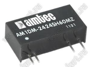 AM1DM-2424SH60MZ модульный источник питания постоянного тока (DC/DC); Uвх=24 (21,6...26,4)В; Uвых=24В; Iвых=42мА; Uпр=6000; 1,0Вт