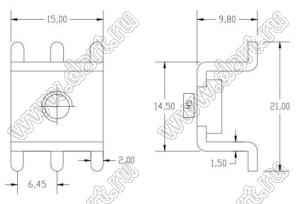 KXB-808-M5 терминал винтовой для пайки в печатную плату; M5; латунь луженая