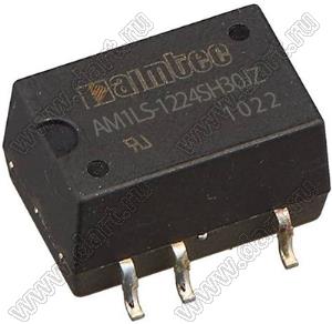 AM1LS-1224SH30JZ модульный источник питания постоянного тока (DC/DC); Uвх=12 (10,8-13,2)В; Uвых=24В; Iвых=42мА; Uпр=3000; 1Вт