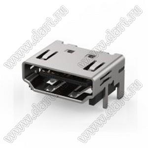 206A-SE02 разъем HDMI 2.1, тип A, SMT+Shell DIP, без изгиба, без штифта, 15u"