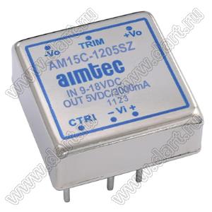 AM15C-1205SZ модульный источник питания постоянного тока (DC/DC); Uвх=9...18В; Uвых=5В; Iвых=3А; Uпр=1600; 15Вт