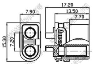 XT60U-F розетка на провод; 2-конт.