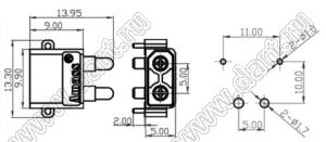 XT30PW-M вилка на плату угловая; 2-конт.