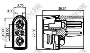 XT90I-M вилка на провод с сигнальными контактами и кожухом; 2+2-конт.