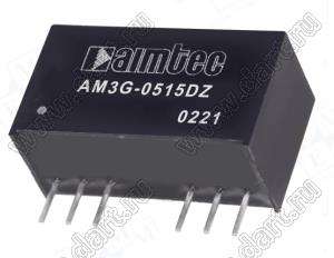 AM3G-0515DZ модульный источник питания постоянного тока (DC/DC), двухполярный; Uвх=4,5…9В; Uвых=±15В; Iвых=±100мА; Uпр=1600; 3Вт